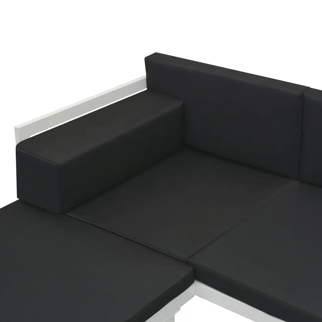 Black Outdoor Lounge Set Patio Sofa Coffee Table 5 Piece Textilene Seating Aluminium Frame