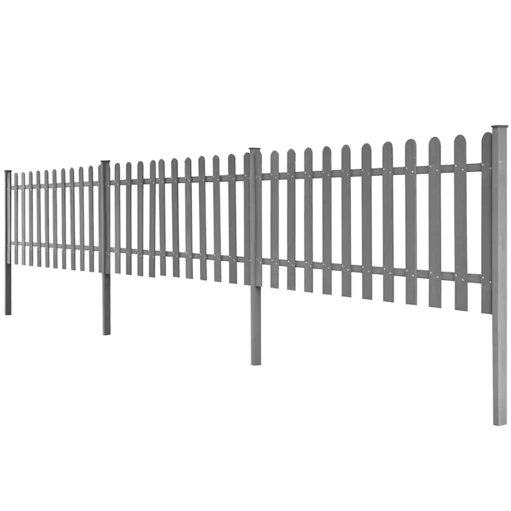 Picket Fence Garden Outdoor Decorative 3 Piece WPC Grey 600x60 cm