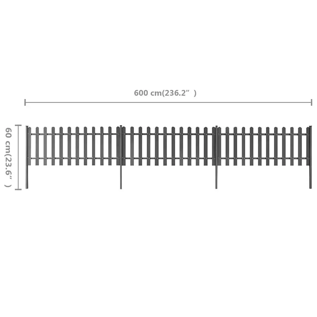 Picket Fence Garden Outdoor Decorative 3 Piece WPC Grey 600x60 cm