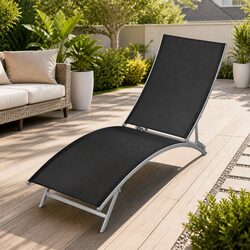 Sun Lounger Outdoor Daybed Recliner Chair Garden Patio Furniture Black