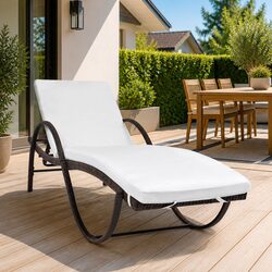 Sun Lounger with Cushion Outdoor Garden Patio Reclining Chair Brown