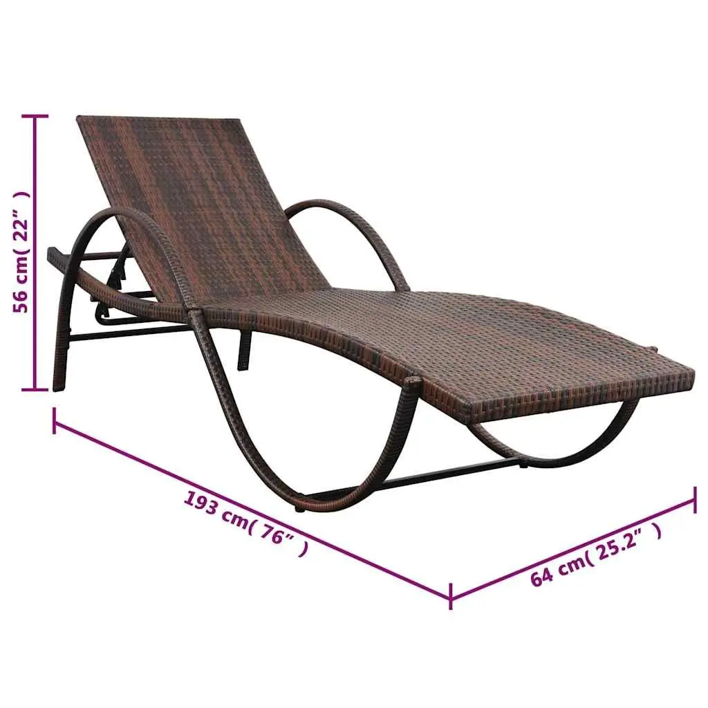 Brown Outdoor Lounger with Cushion