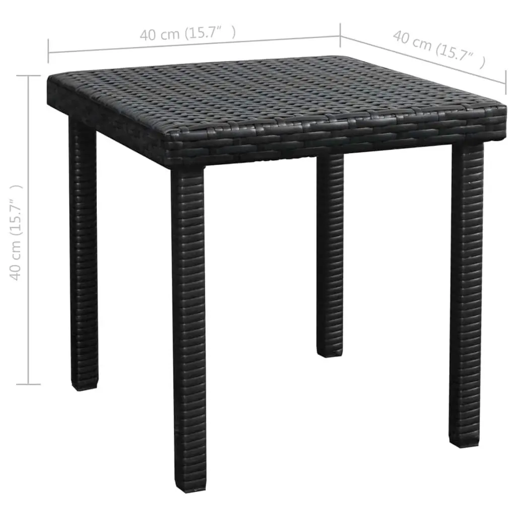Sun Lounger Set for Outdoor Garden Black with Cushion and Side Table