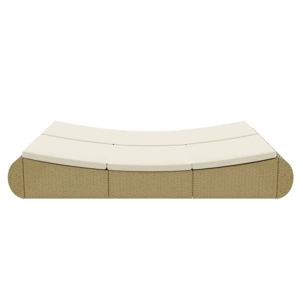 Beige Poly Rattan Chaise Longue for Two Persons