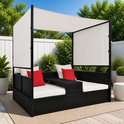 Garden Day Bed Dimensions: 190x130cm, Black Steel Frame