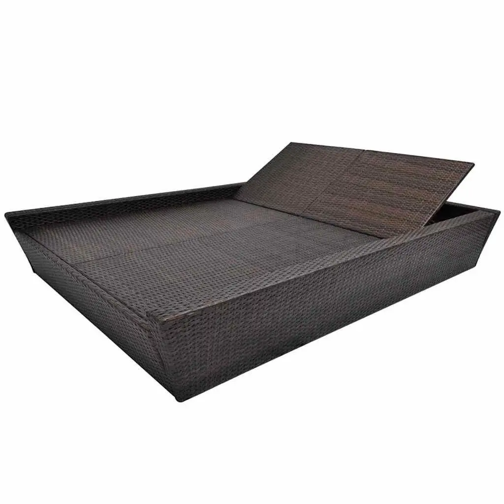 Outdoor Lounge Bed Double Daybed Garden Patio Recliner with Cushions Brown