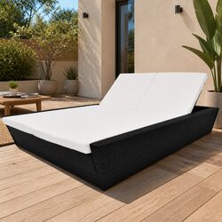 Outdoor Lounge Bed Double Daybed Poly Rattan Garden Patio Sun Lounger with
