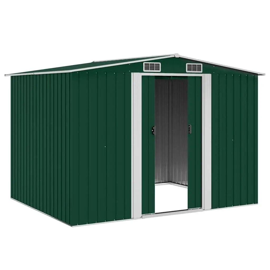 Metal Garden Storage Shed Outdoor Use Green 257 x 205 x 178 cm