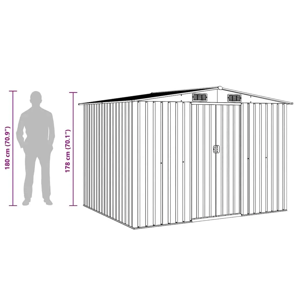 Metal Garden Storage Shed Outdoor Use Green 257 x 205 x 178 cm