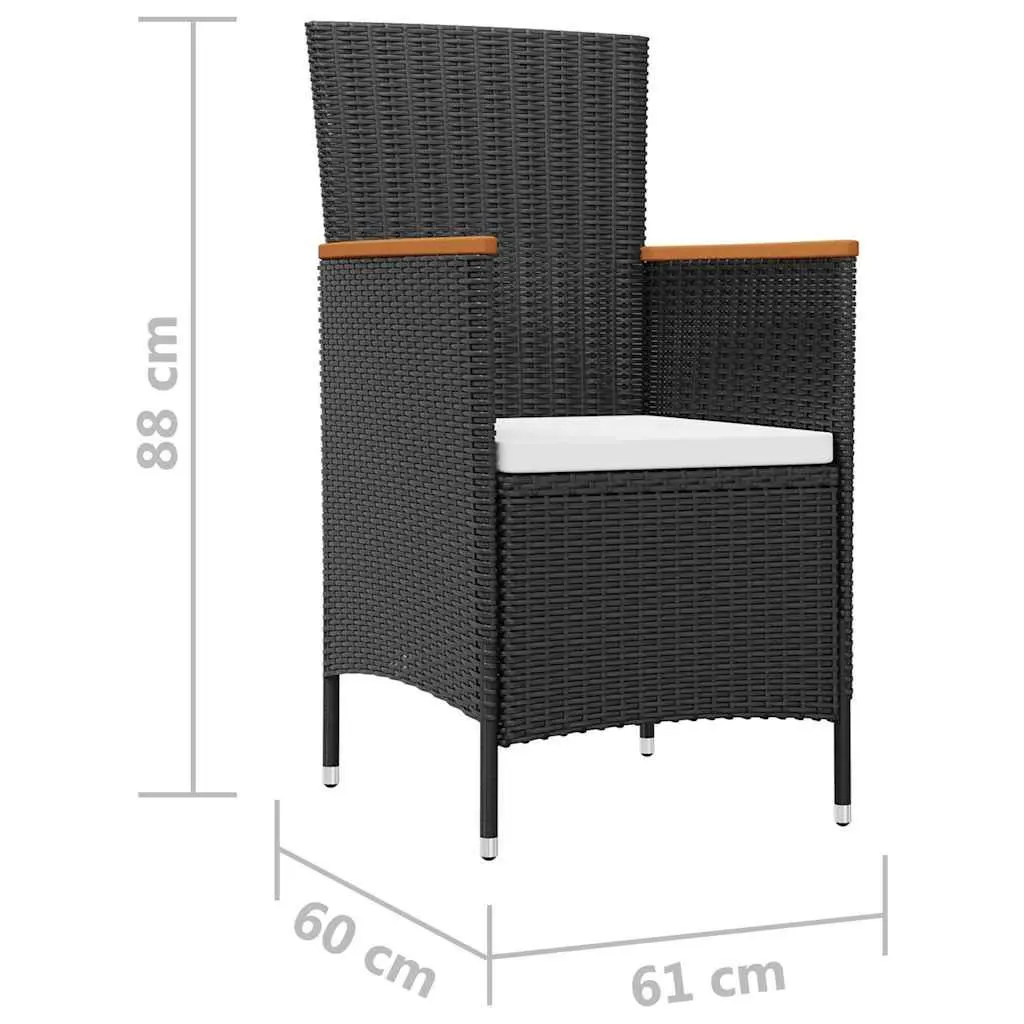Outdoor Dining Set 7 Piece Poly Rattan Table 6 Chairs Cushions Garden Patio
