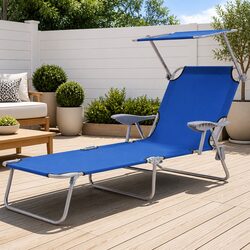 Specifications of Blue Foldable Sun Lounger with Canopy