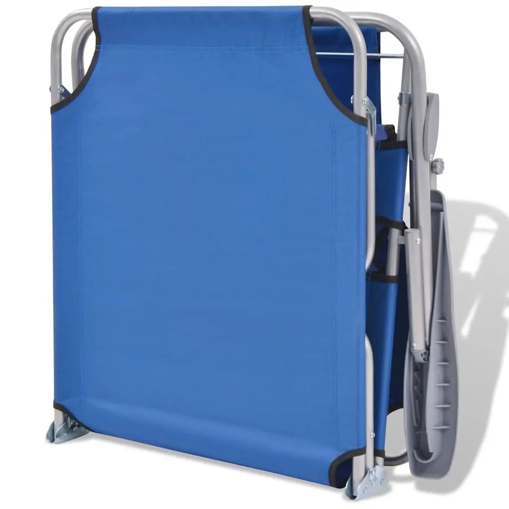 Foldable Sun Lounger for Outdoor Beach Use with Adjustable Canopy and Steel Frame Blue