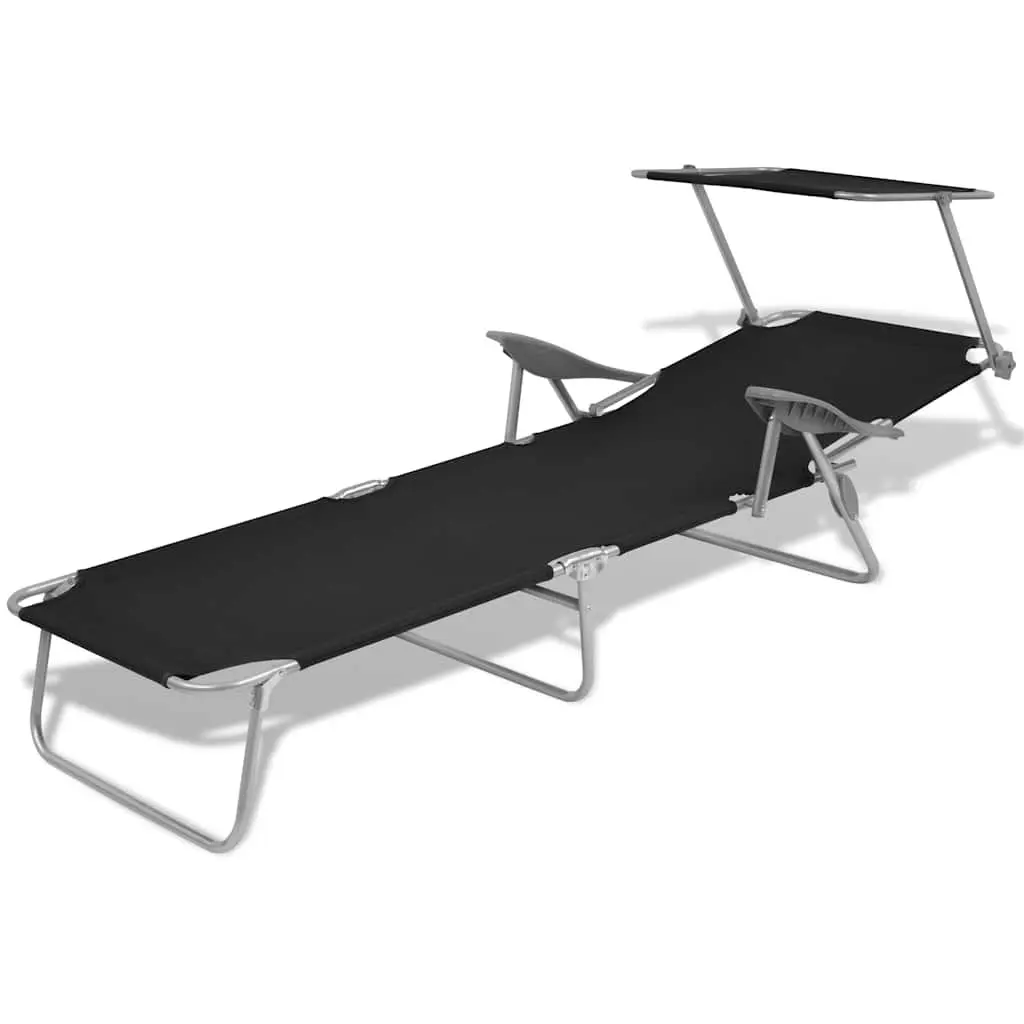 Foldable Sun Lounger with Canopy