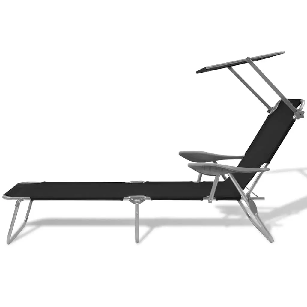 Foldable Sun Lounger with Canopy