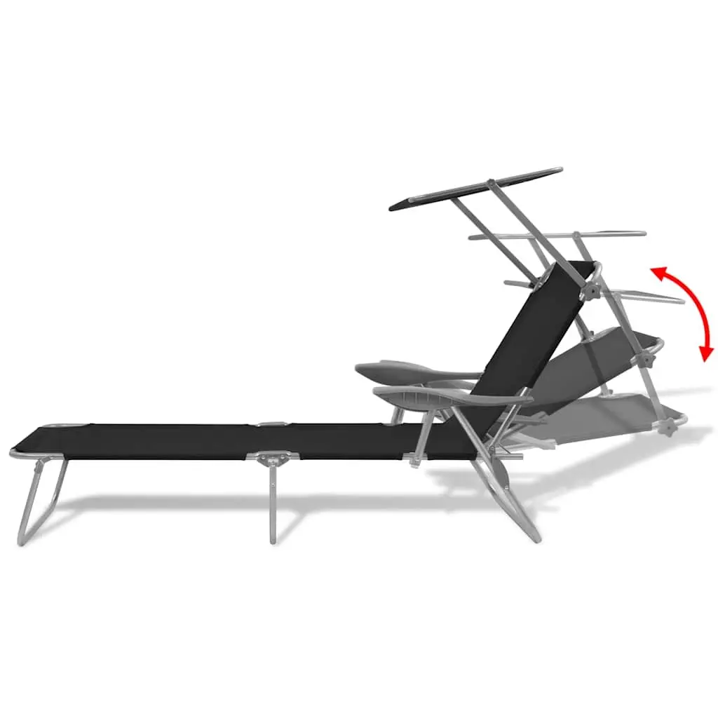 Foldable Sun Lounger with Canopy