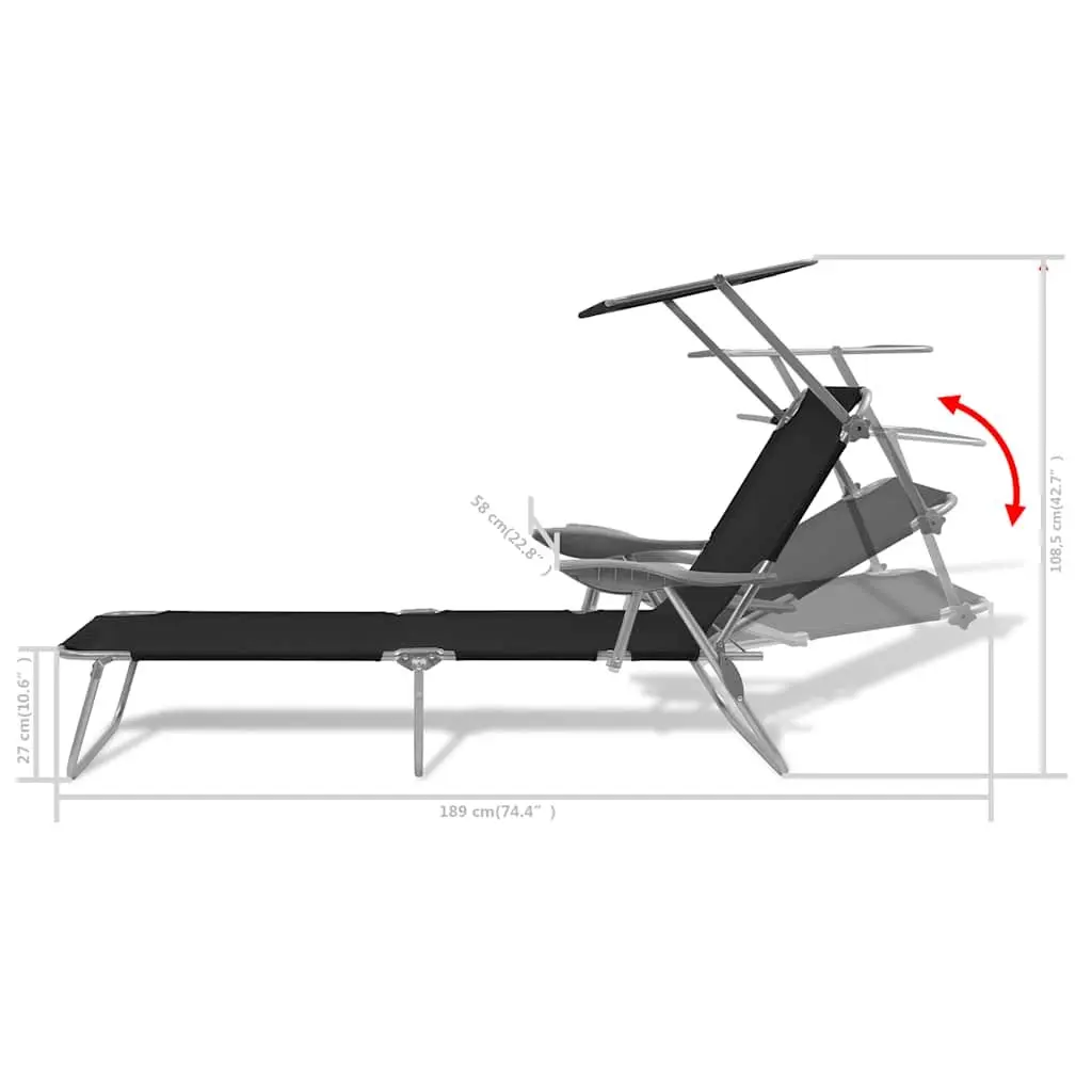 Foldable Sun Lounger with Canopy