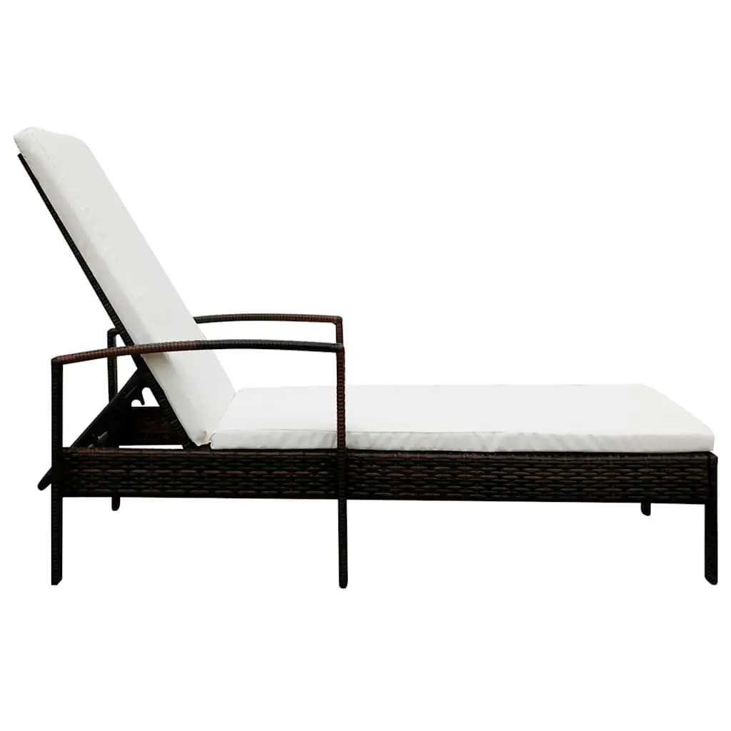Sun Lounger with Cushion Adjustable Backrest Outdoor Recliner Garden Lounging
