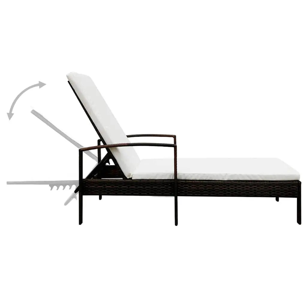 Sun Lounger with Cushion Adjustable Backrest Outdoor Recliner Garden Lounging
