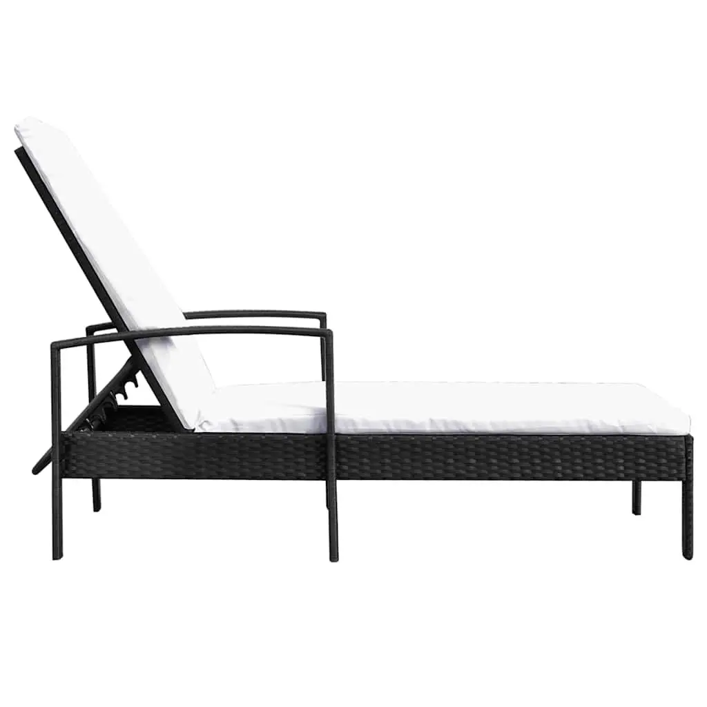 Sun Lounger Outdoor Garden Patio Adjustable Backrest Recliner Chair Black