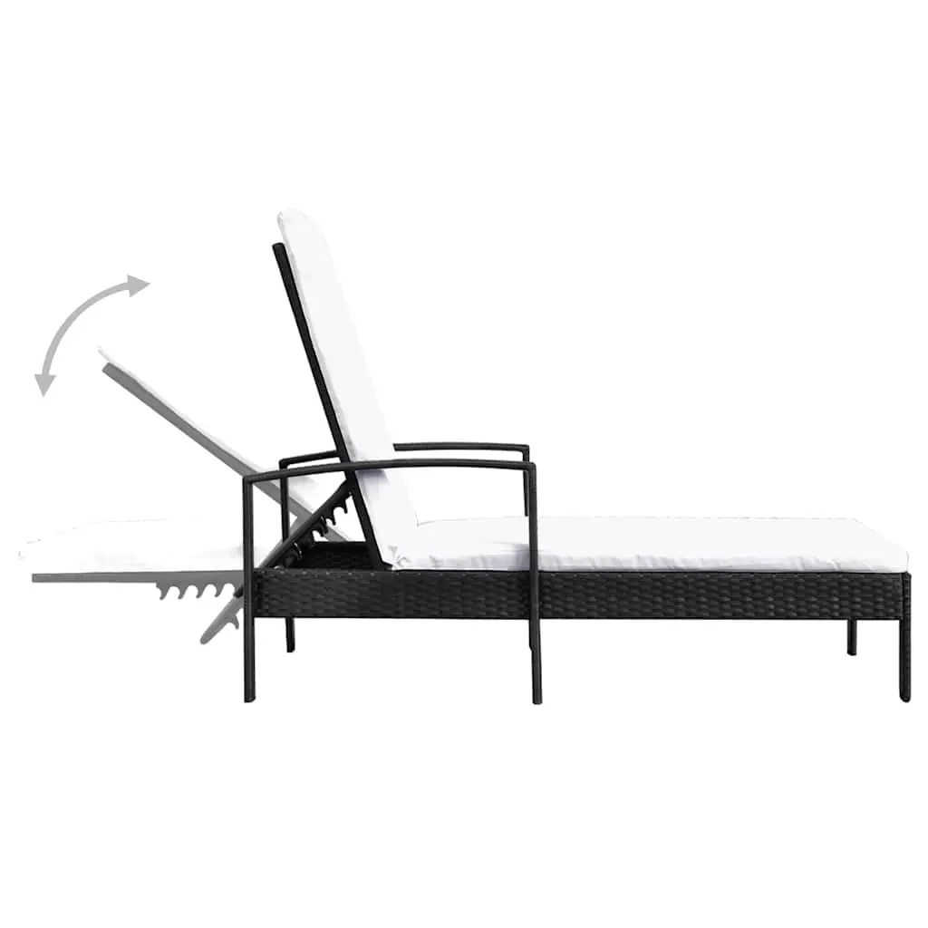 Sun Lounger Outdoor Garden Patio Adjustable Backrest Recliner Chair Black