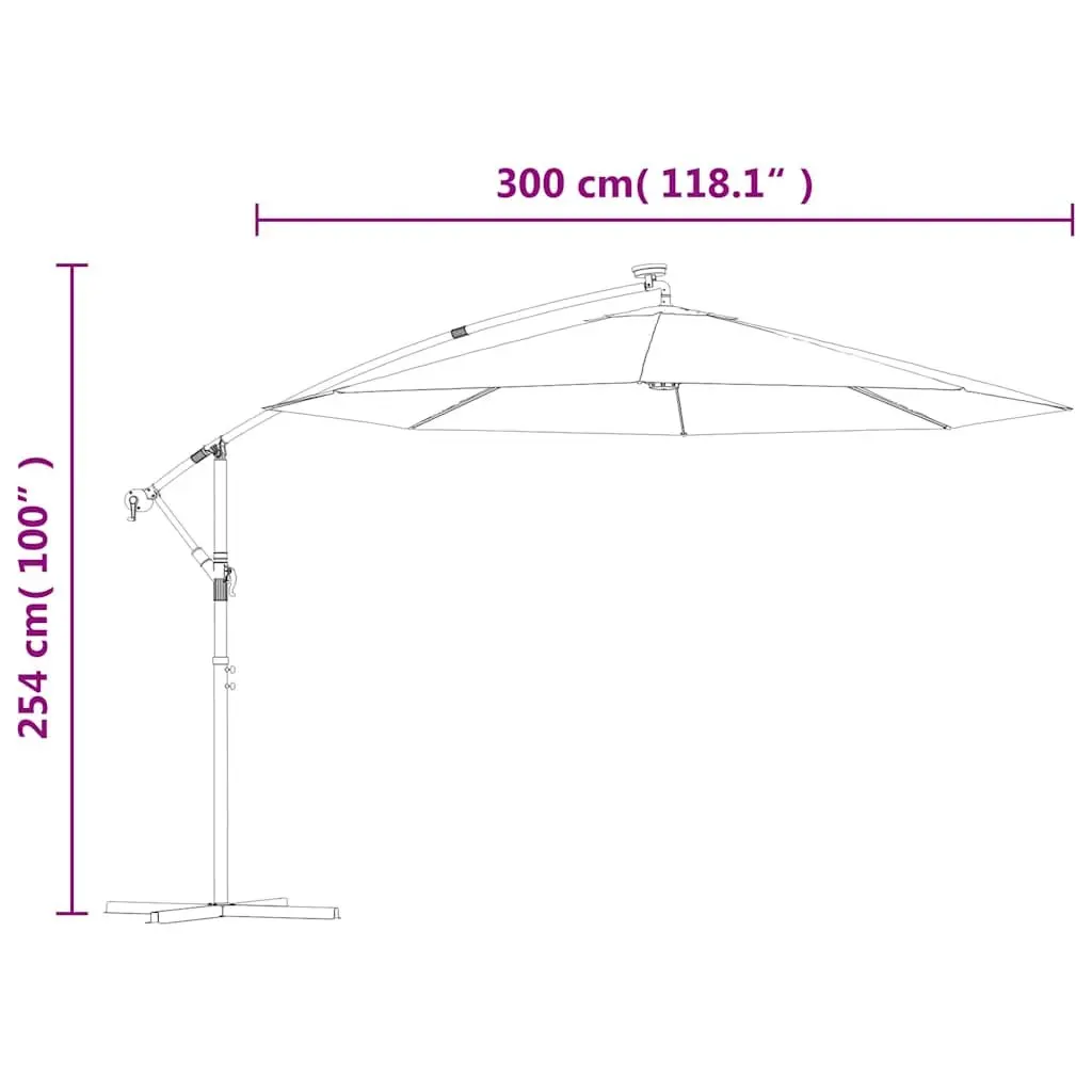 Hanging Garden Parasol Outdoor Use 300 cm Green Canopy with LED Lighting