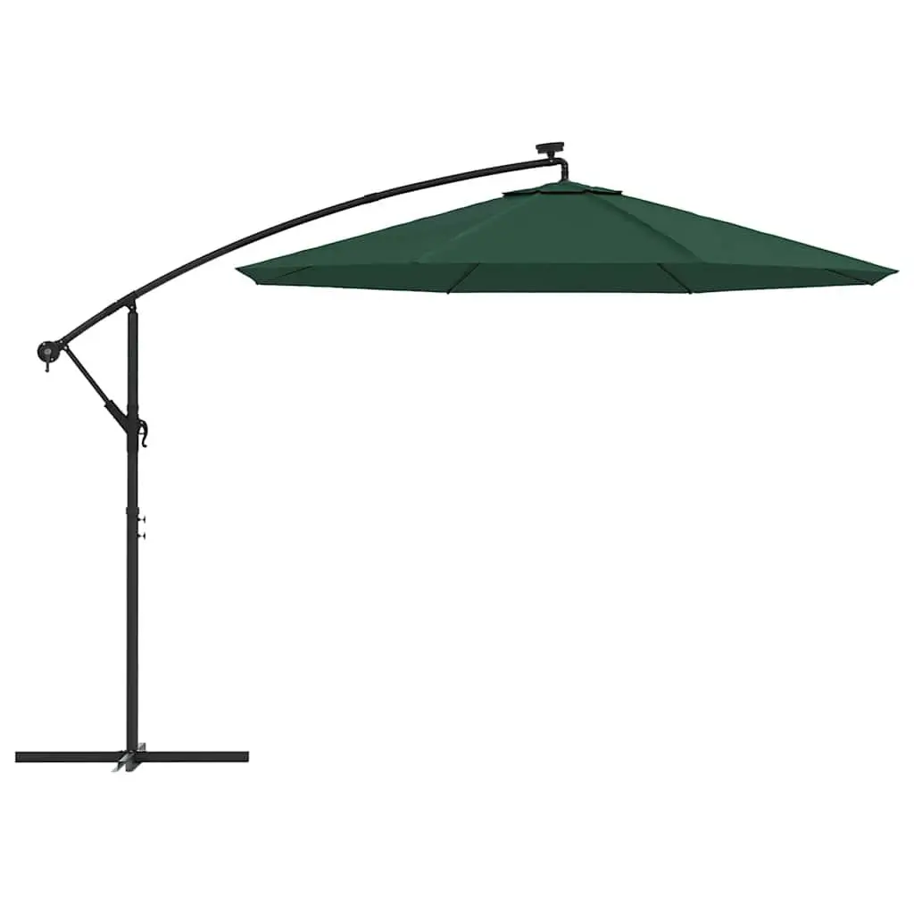 Hanging Garden Parasol Outdoor Use 300 cm Green Canopy with LED Lighting