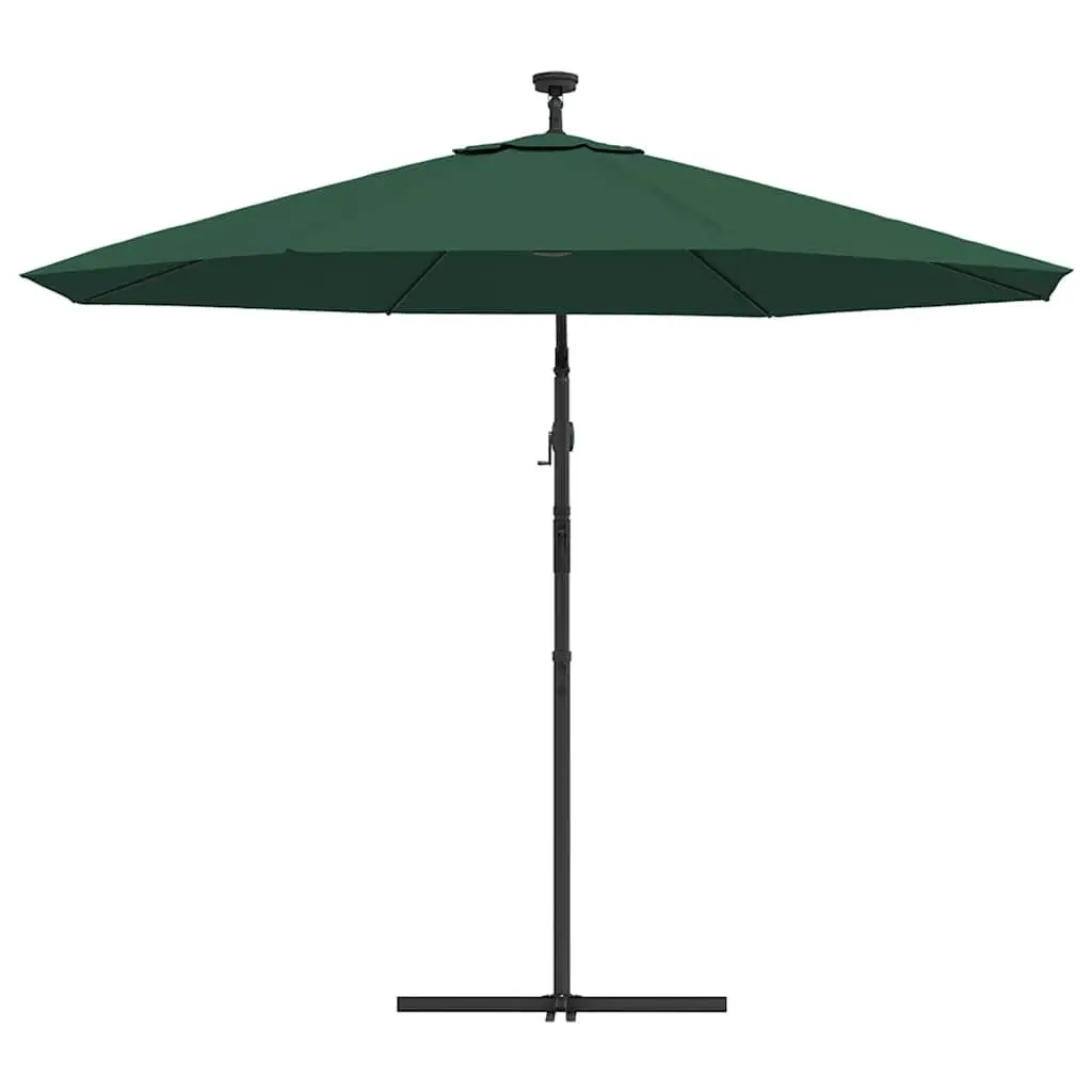 Hanging Garden Parasol Outdoor Use 300 cm Green Canopy with LED Lighting
