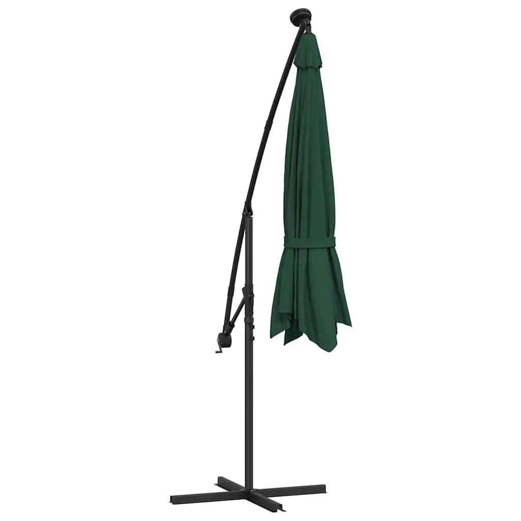Hanging Garden Parasol Outdoor Use 300 cm Green Canopy with LED Lighting