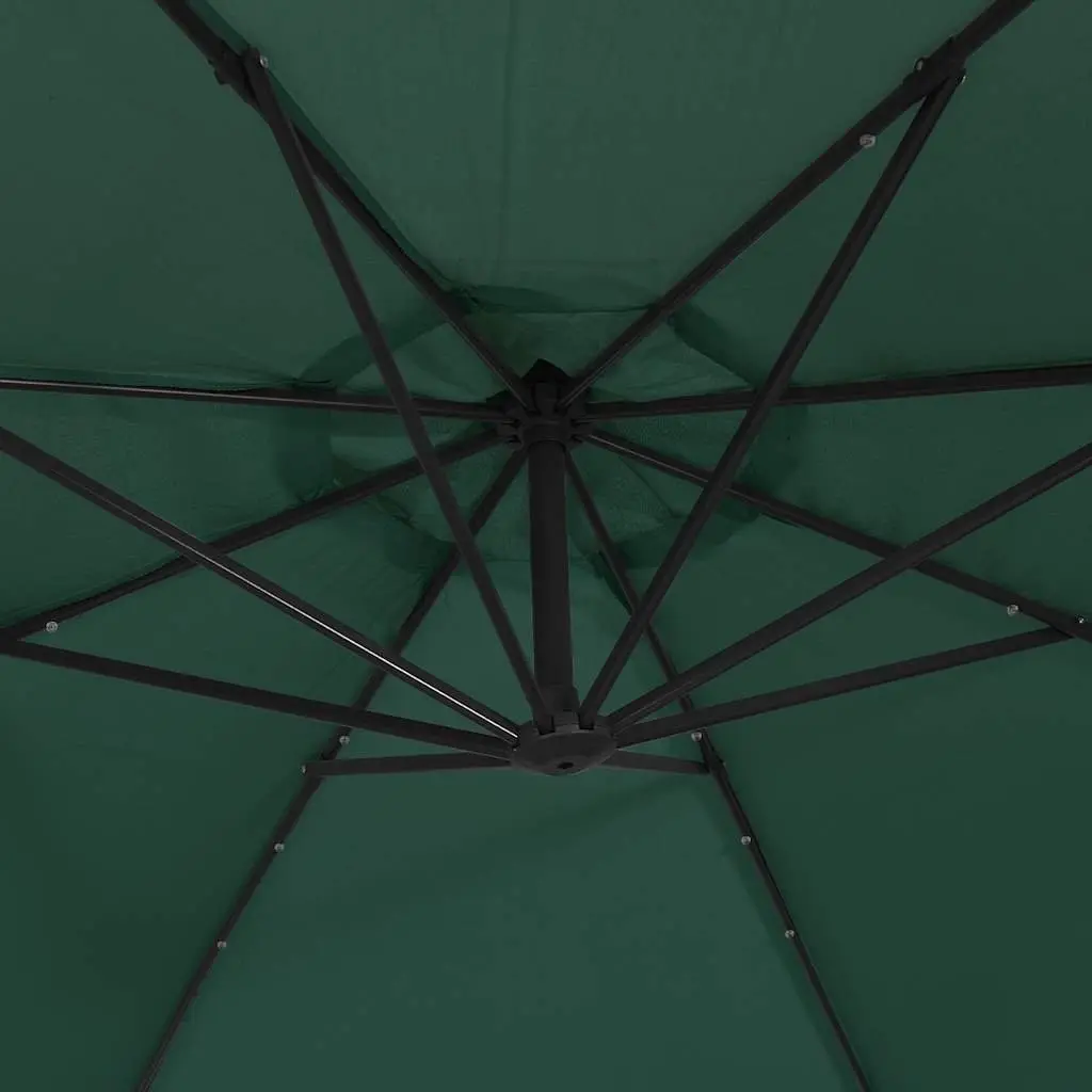Hanging Garden Parasol Outdoor Use 300 cm Green Canopy with LED Lighting