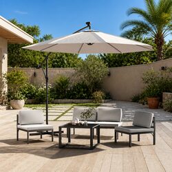 300cm Hanging Parasol with Integrated Solar LED Lights