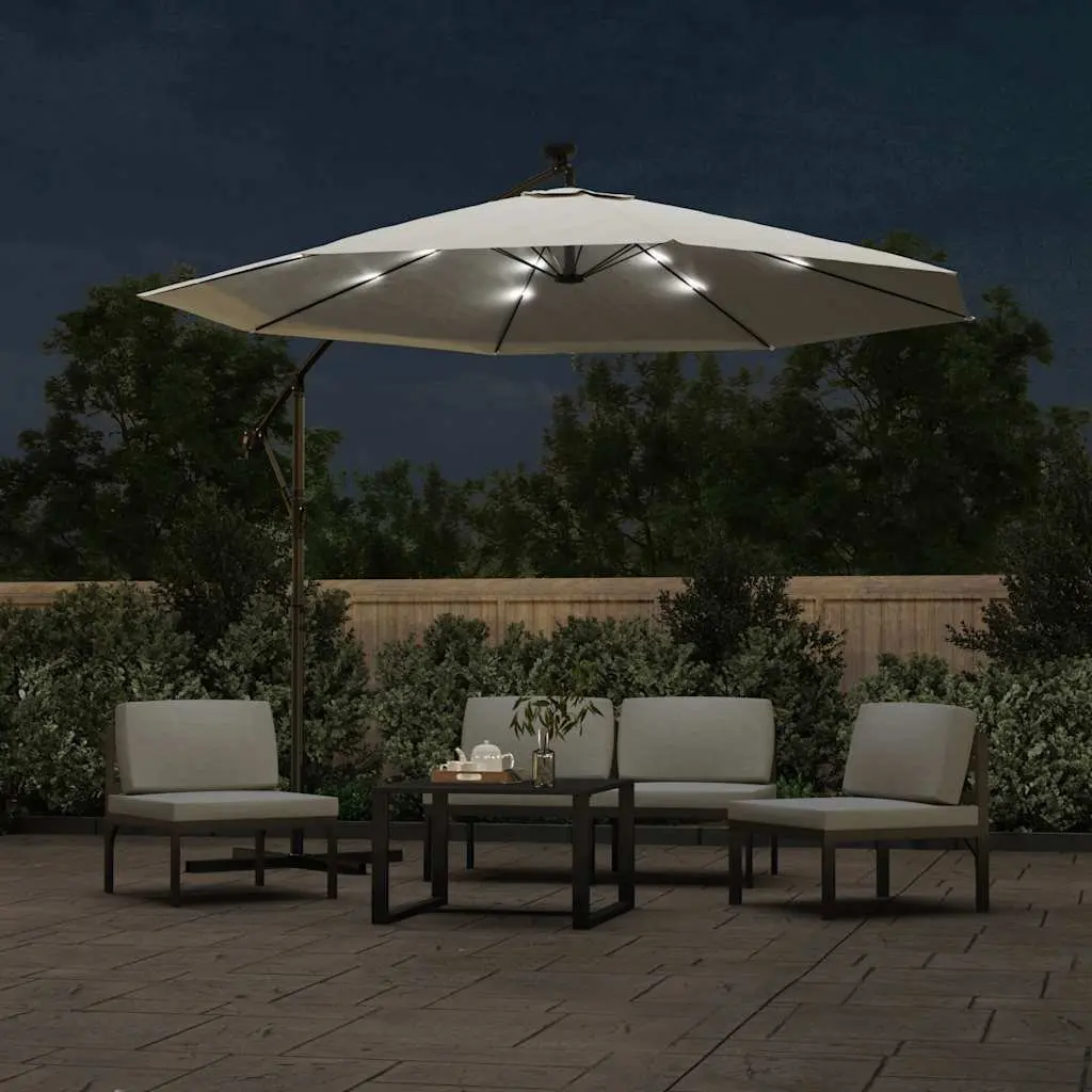 300cm Hanging Parasol with Integrated Solar LED Lights