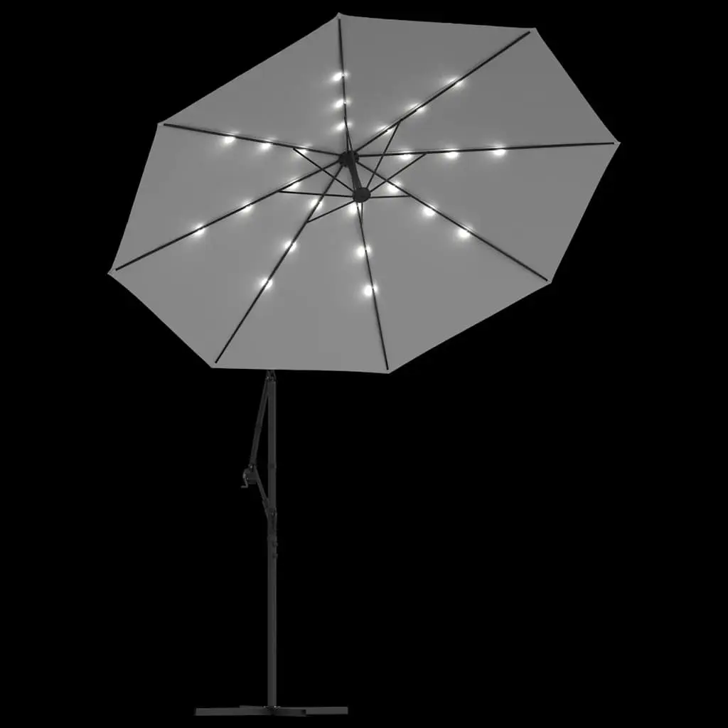 300cm Hanging Parasol with Integrated Solar LED Lights