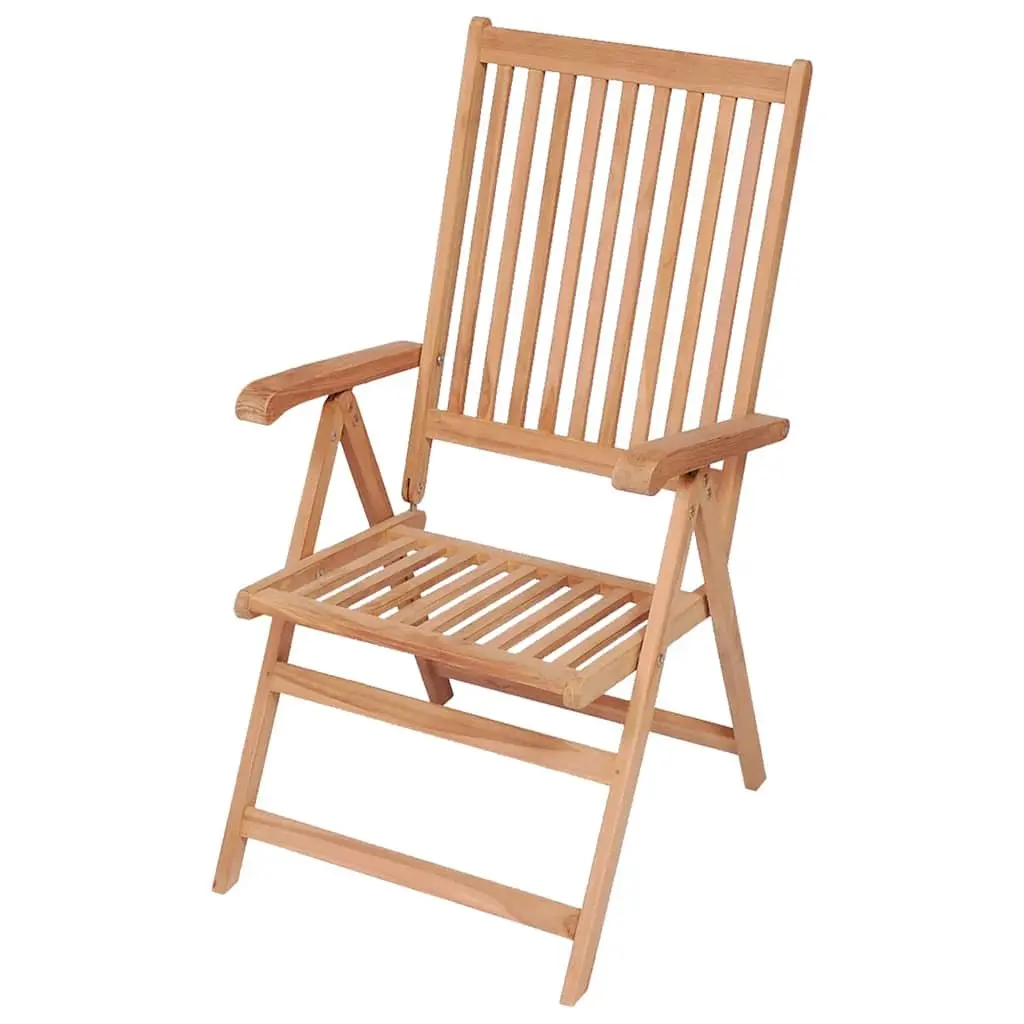 Outdoor Reclining Garden Chairs 2 pcs Folding Wooden Seat Teak Backrest Patio