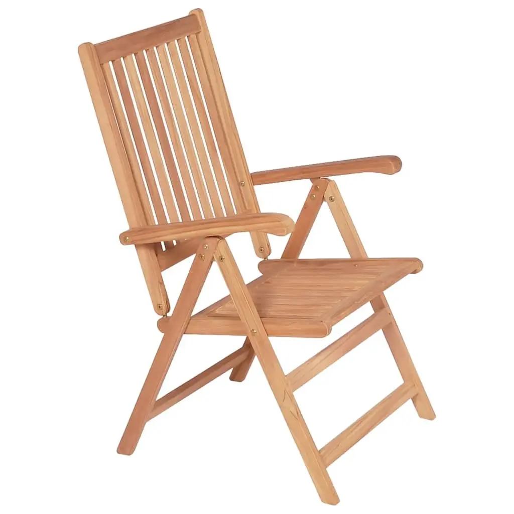 Outdoor Reclining Garden Chairs 2 pcs Folding Wooden Seat Teak Backrest Patio