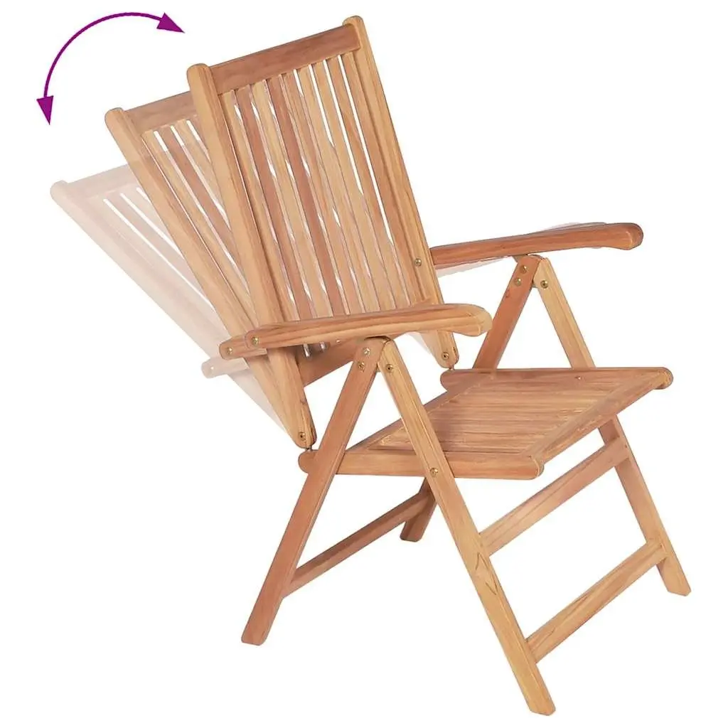 Outdoor Reclining Garden Chairs 2 pcs Folding Wooden Seat Teak Backrest Patio