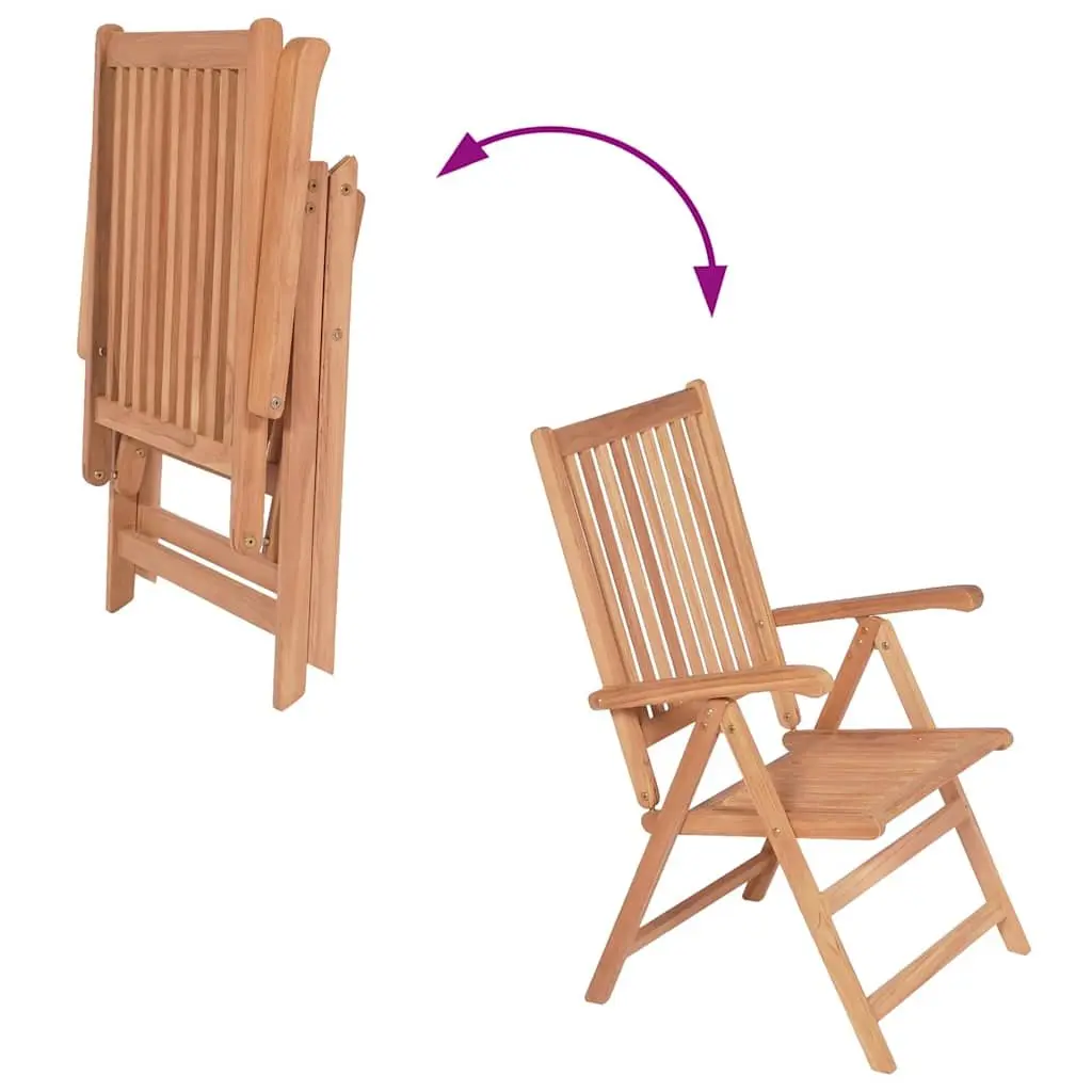 Outdoor Reclining Garden Chairs 2 pcs Folding Wooden Seat Teak Backrest Patio