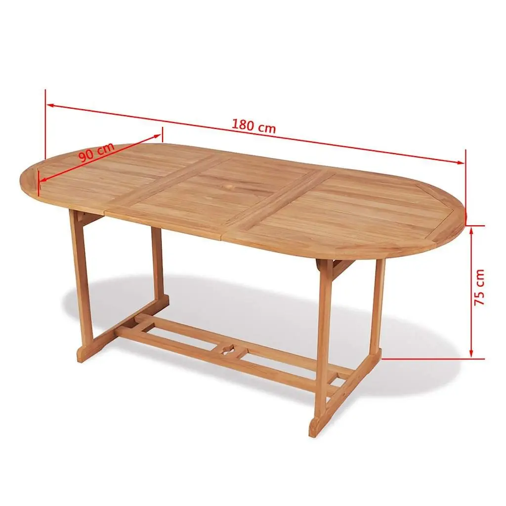 Outdoor Dining Set 7 Piece Teak Wood Table Folding Reclining Armchairs Garden