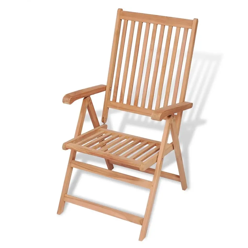 Outdoor Dining Set 7 Piece Teak Wood Table Folding Reclining Armchairs Garden