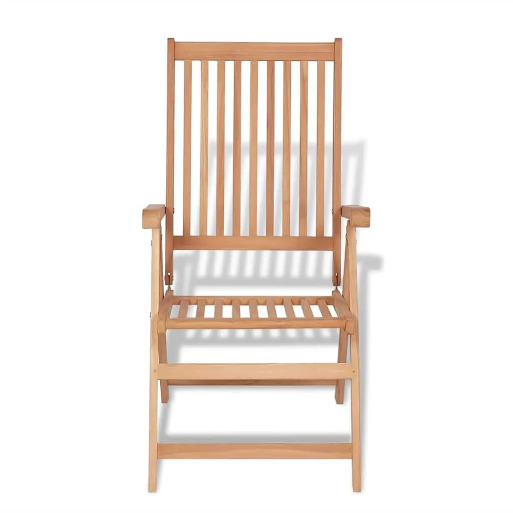 Outdoor Dining Set 7 Piece Teak Wood Table Folding Reclining Armchairs Garden