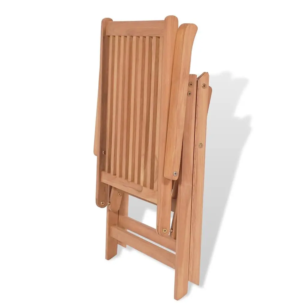 Outdoor Dining Set 7 Piece Teak Wood Table Folding Reclining Armchairs Garden