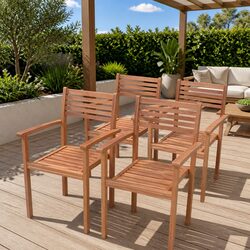 Outdoor Stackable Chairs Set: 4 Durable Teak Options