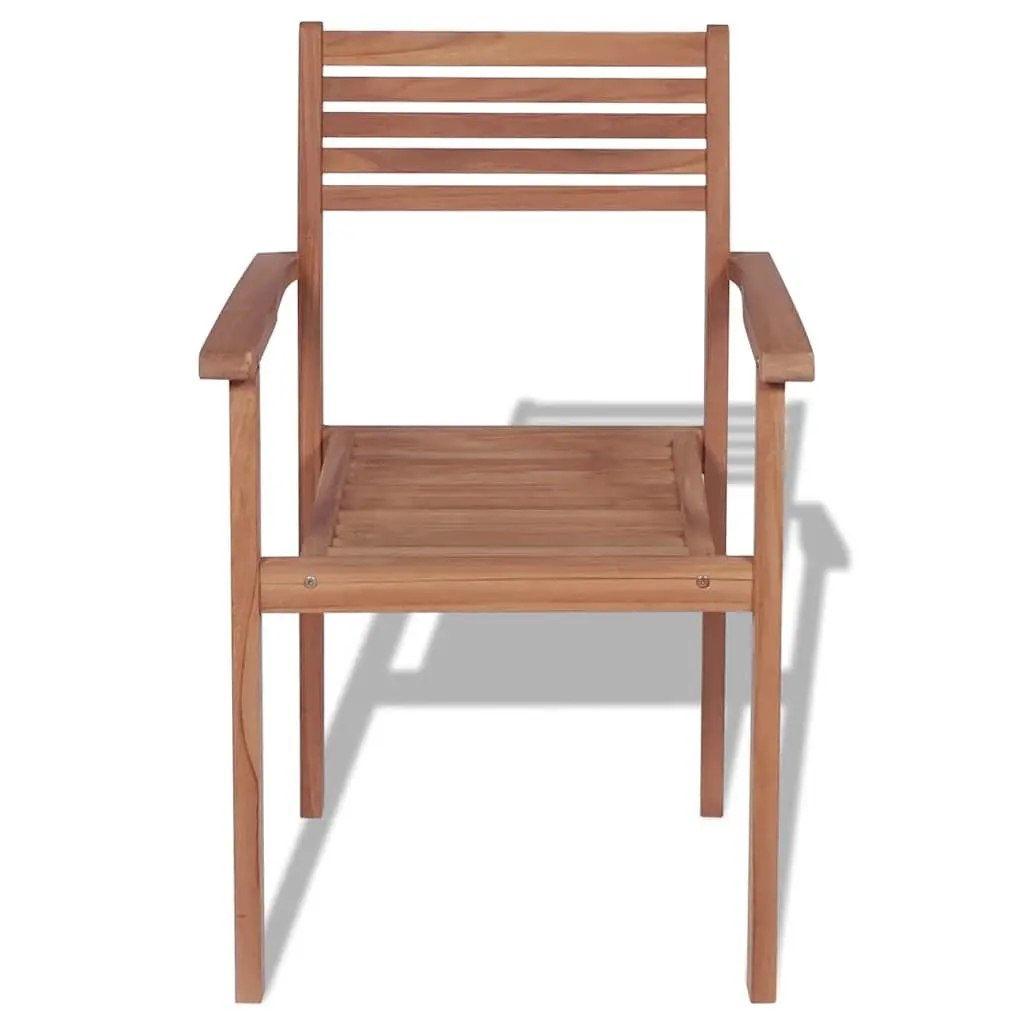 Stackable Outdoor Chairs 4 pcs Garden Seating Teak Wood Brown Furniture Set