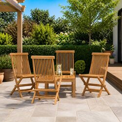 4-Piece Outdoor Folding Chairs Set - Teak Hardwood