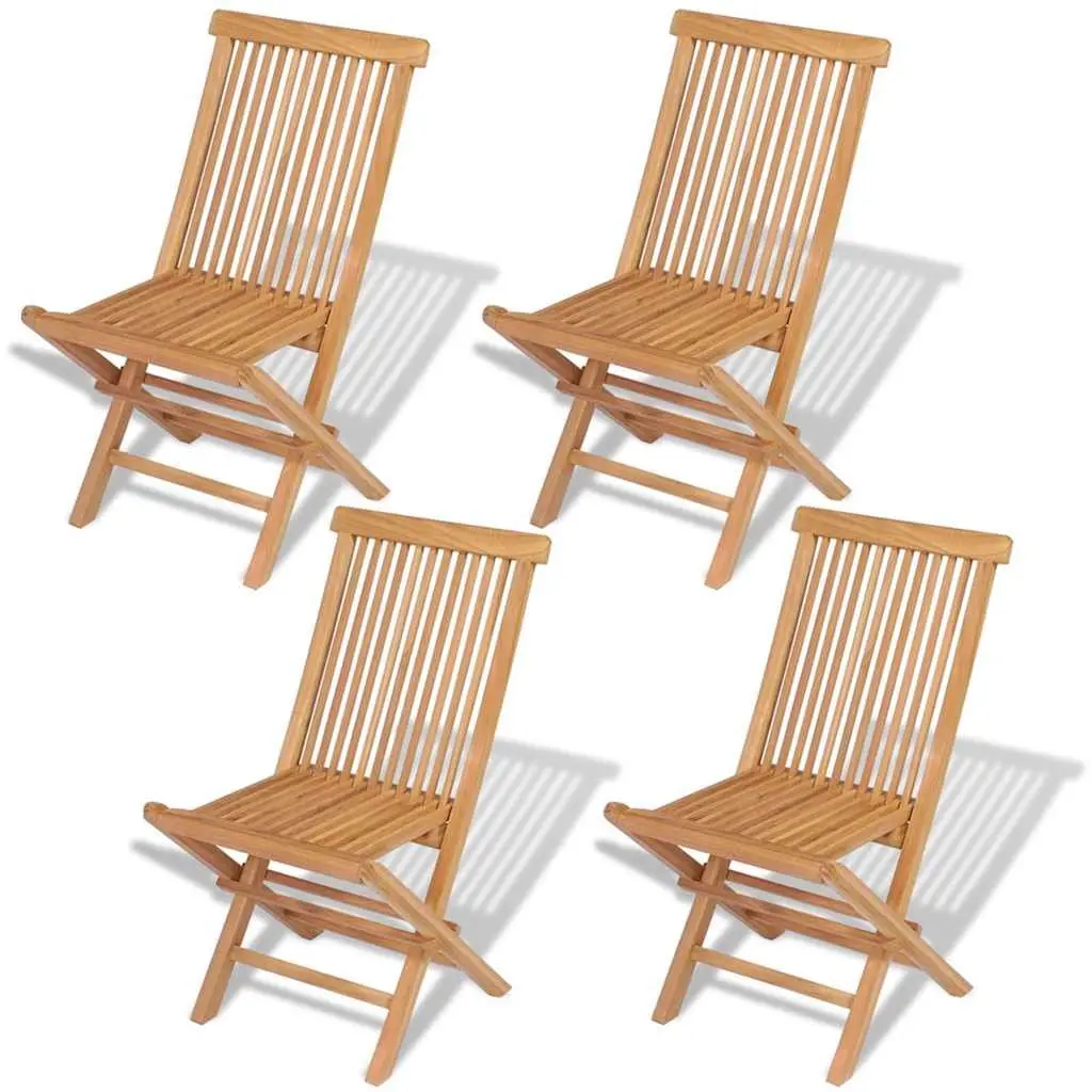 Folding Chairs Set for Outdoor Use 4 Piece Teak Hardwood Brown