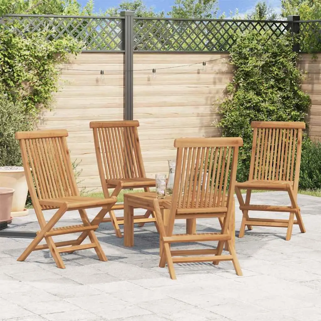 Folding Chairs Set for Outdoor Use 4 Piece Teak Hardwood Brown
