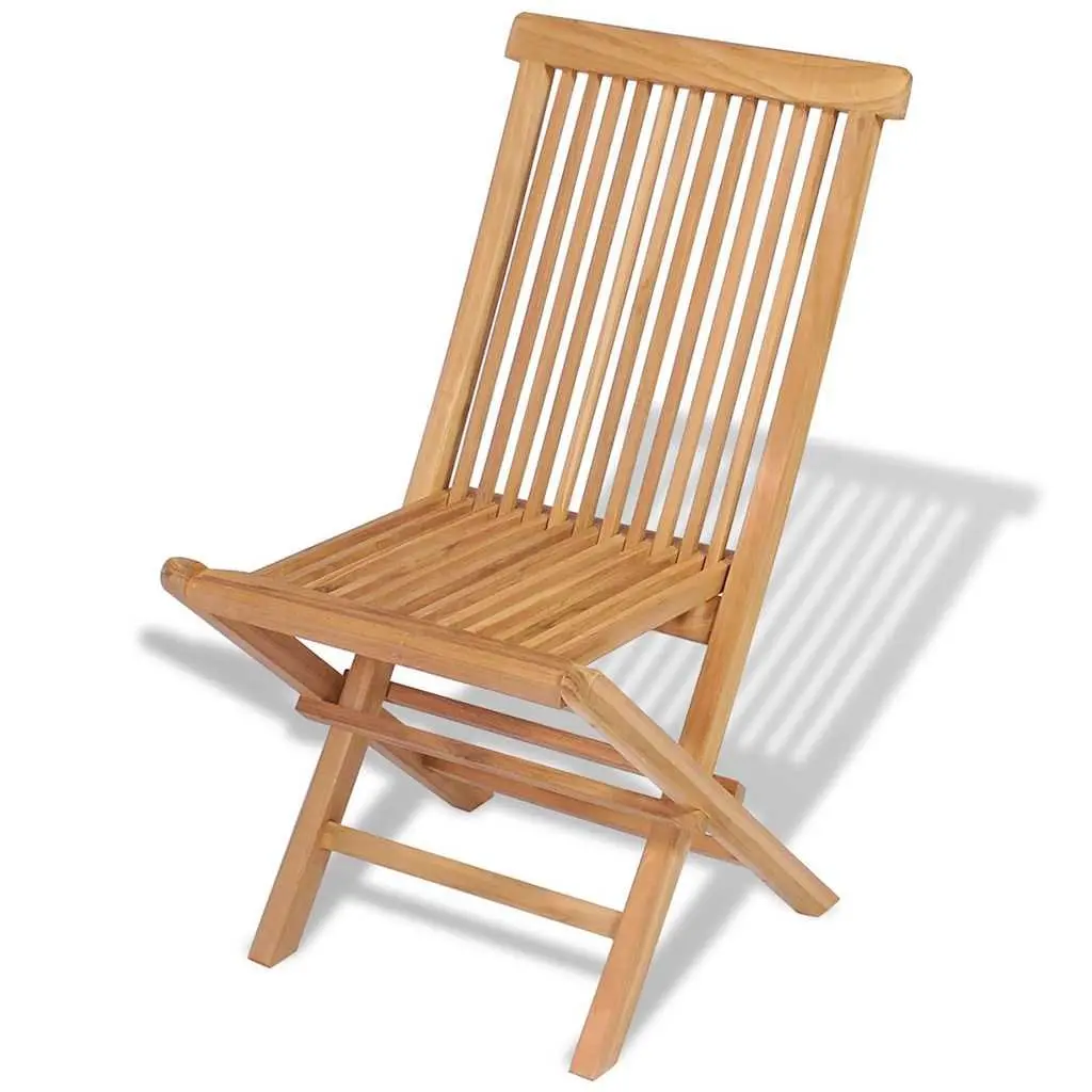 Folding Chairs Set for Outdoor Use 4 Piece Teak Hardwood Brown