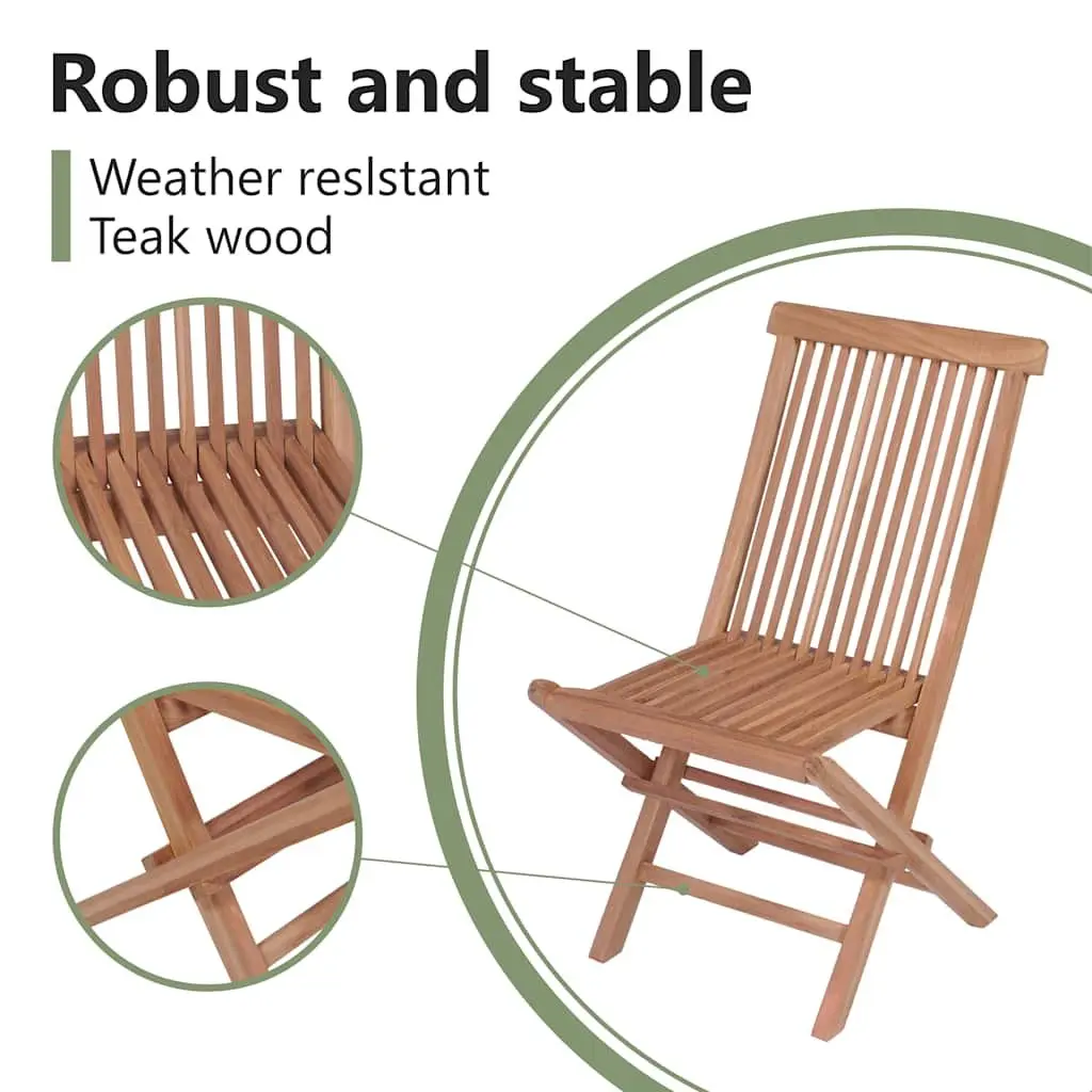 Folding Chairs Set for Outdoor Use 4 Piece Teak Hardwood Brown