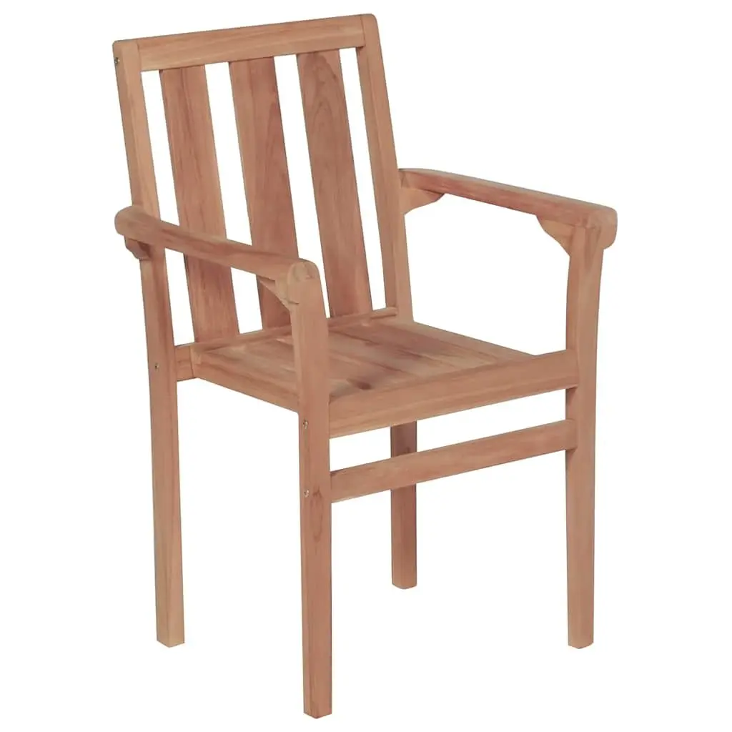 Stackable Outdoor Chairs Set 2 pcs Garden Patio Seating Teak Wood Brown