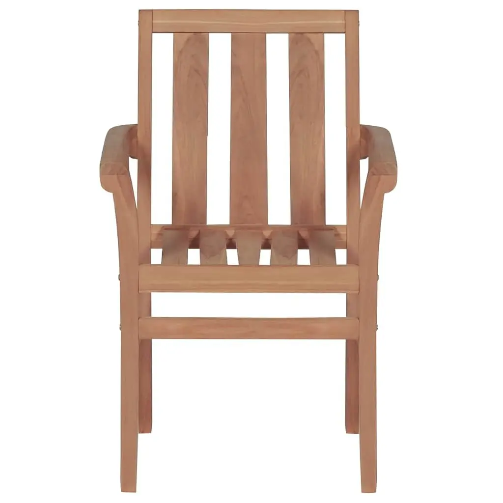 Stackable Outdoor Chairs Set 2 pcs Garden Patio Seating Teak Wood Brown