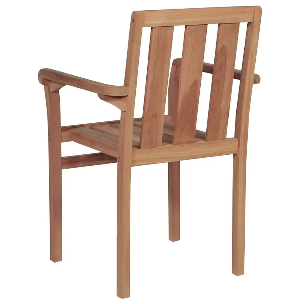Stackable Outdoor Chairs Set 2 pcs Garden Patio Seating Teak Wood Brown